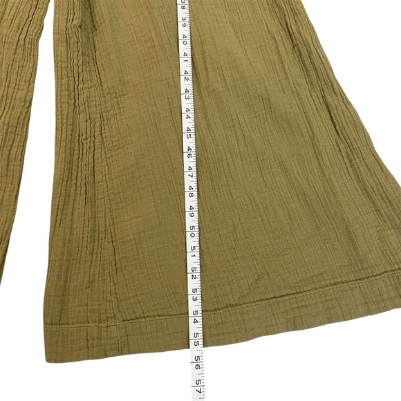 Natural Life Olive Cotton Wide Leg Gauze Overalls Size XL Oversized Boho Hippie - Picture 10 of 12